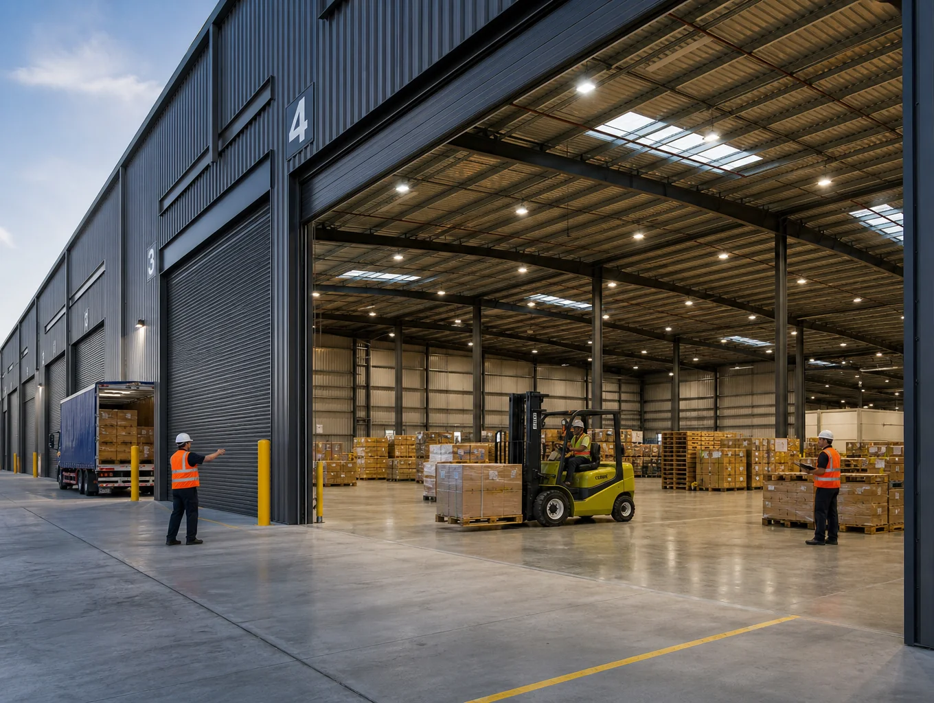 Professional freight and logistics operations at a distribution center
