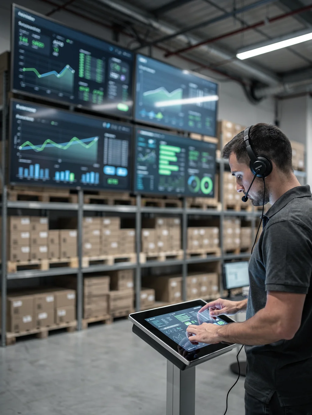 Logistics operations center managing commercial freight